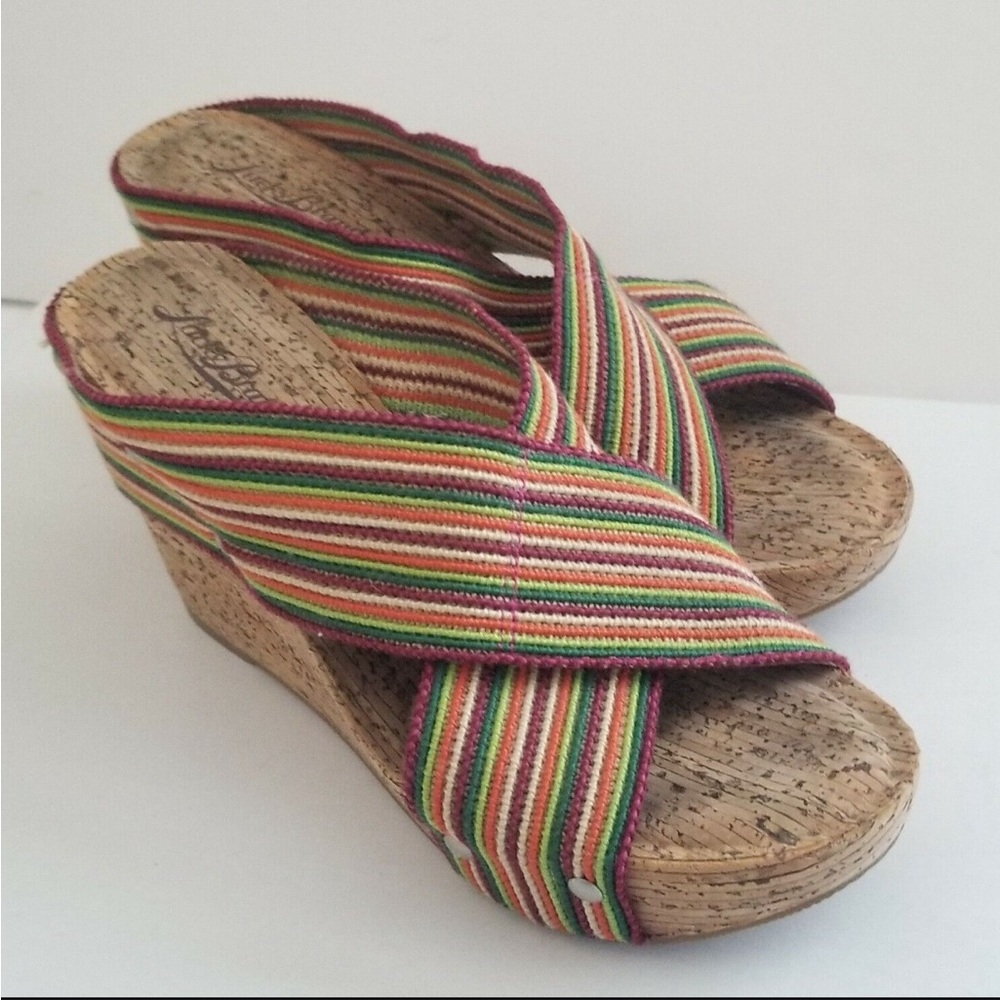 Lucky Brand Size 8.5/38 1/2 Multicolored Cork Platform Wedge Shoes
